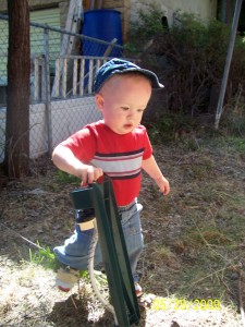 Playing with a sprinkler.