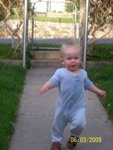 Running and running at Great Grandma and Grandpa's.