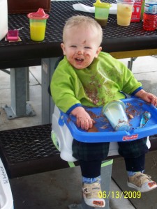 Eating Pudding at Camp.