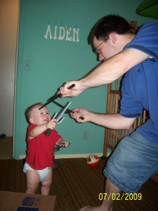 Ninja training with daddy.