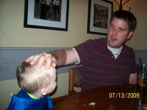 Uncle Matt rubbing my head.