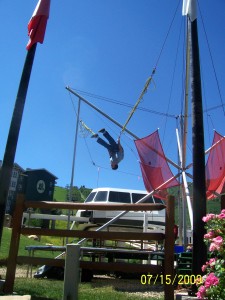 Brandon doing a flip on the Legacy Launcher.