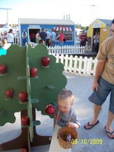 Picking apples.