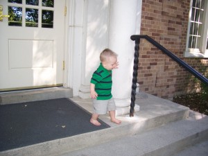 Aiden playing on the ward grounds.