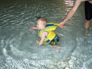 Splashing in the pool.