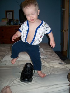 Oh what fun!  I get to play with daddy's shoe.