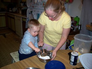 Making cookies.