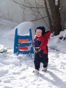 Aiden loves to play in the snow.