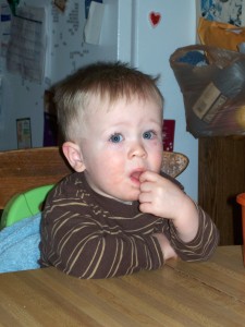 Aiden waiting for dinner.