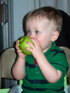 Mmm, yummy apple.