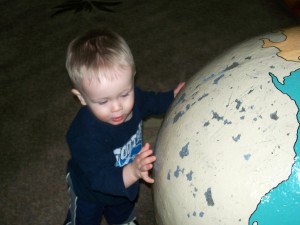 The globe at the dino play area.