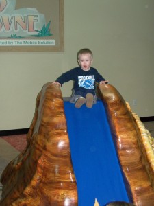 Going down the slide!