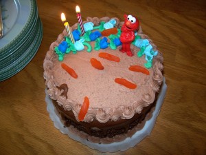 The cake (which we saved to eat until his actual birthday on Monday.)