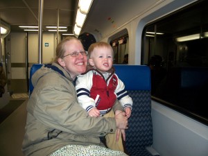 Aiden and Mom on the train.