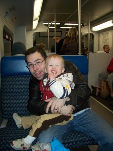 Aiden and Dad on the train.