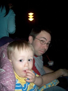 Aiden's first movie at the theater!