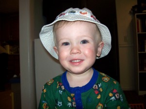 Aiden's new hand me down hat!