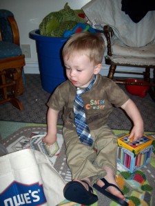 Aiden with his Easter loot.