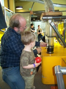 Playing with the balls at Discovery Gateway.