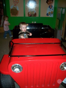 Driving the jeep.