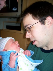 Daddy and Lucas getting ready to go home.