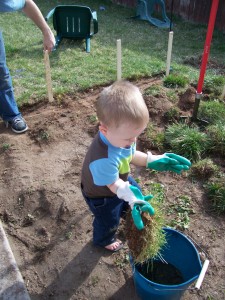 Working to prepare the garden.